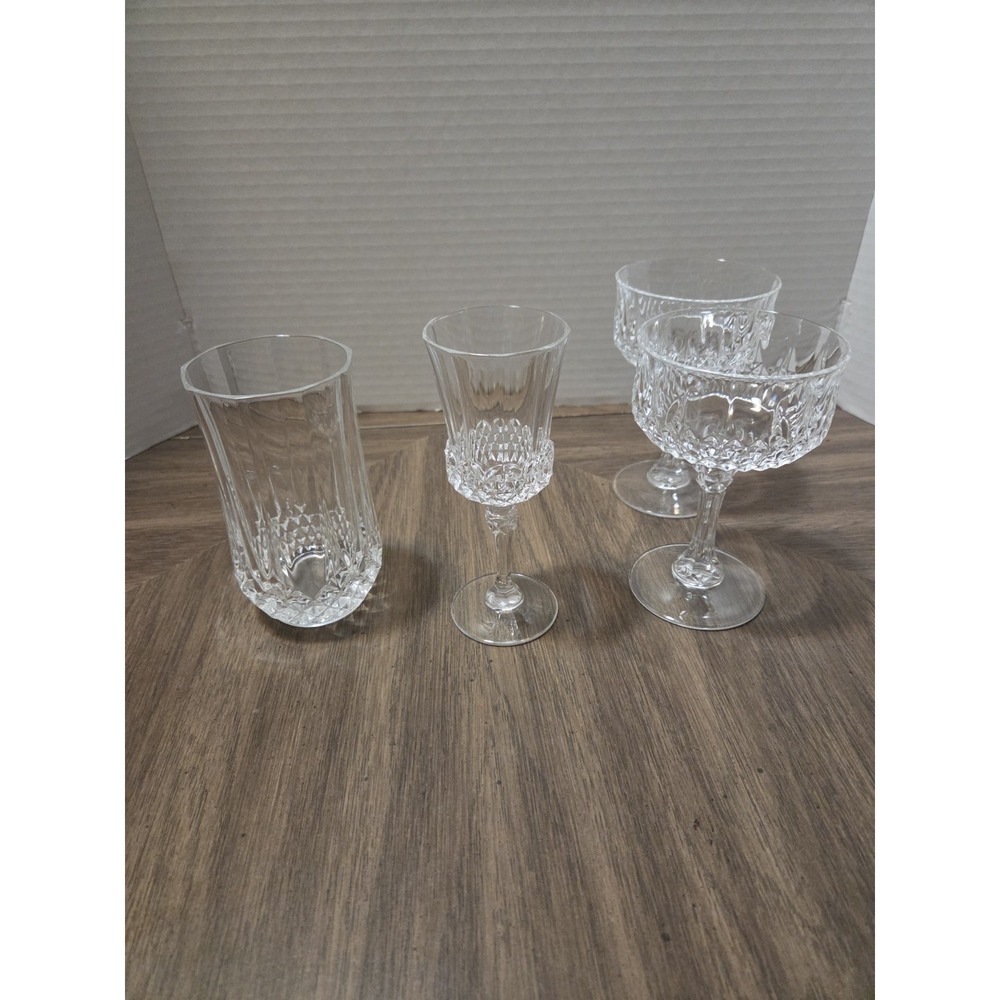 vintage curated diamond cut crystal wine glasses holiday, Replacement